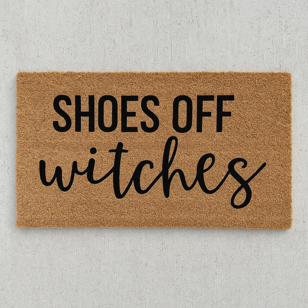 Shoes Off Witches Doormat – Funny Halloween Welcome Mat for Spooky Front Porch Decor