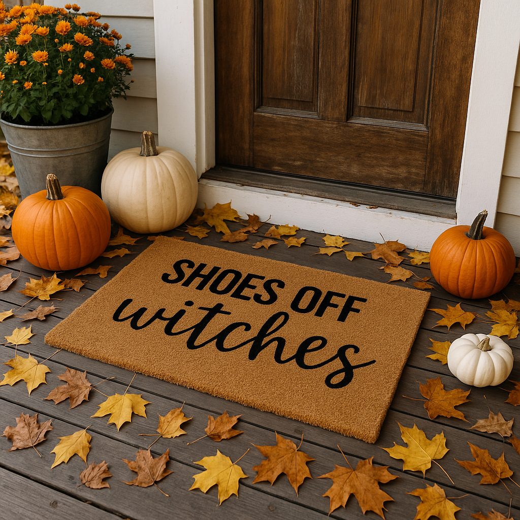 Shoes Off Witches Doormat – Funny Halloween Welcome Mat for Spooky Front Porch Decor