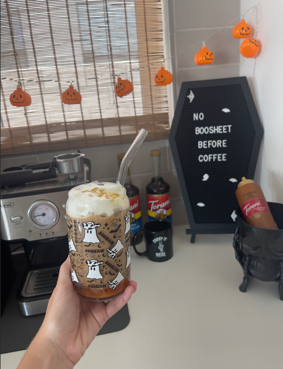 Boo-Haw Cowboy Retro Ghost Beer Can Glass, Fall Coffee Cup, Halloween glass, spooky, cute fall cup, ghost retro, trendy cup, coffee
