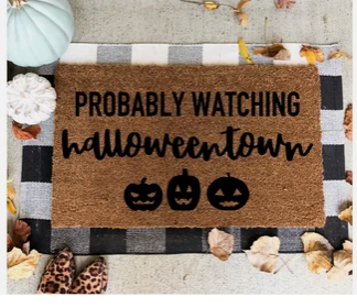 Probably Watching Halloweentown Halloween Pumpkin Doormat
