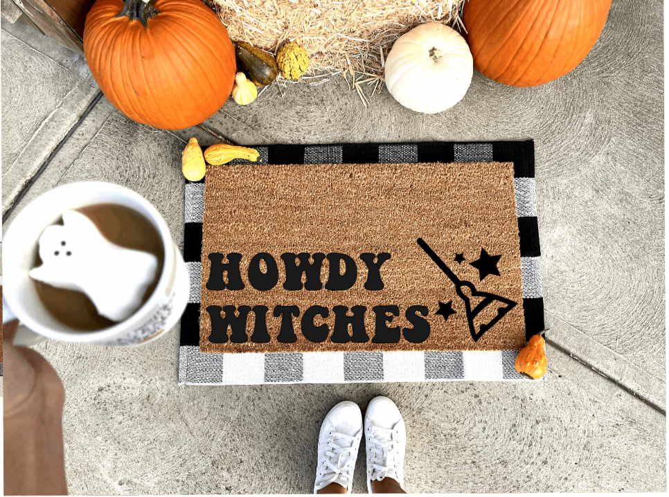 Howdy Witches doormat, funny doormat, witch doormat, Halloween doormat, fall doormat