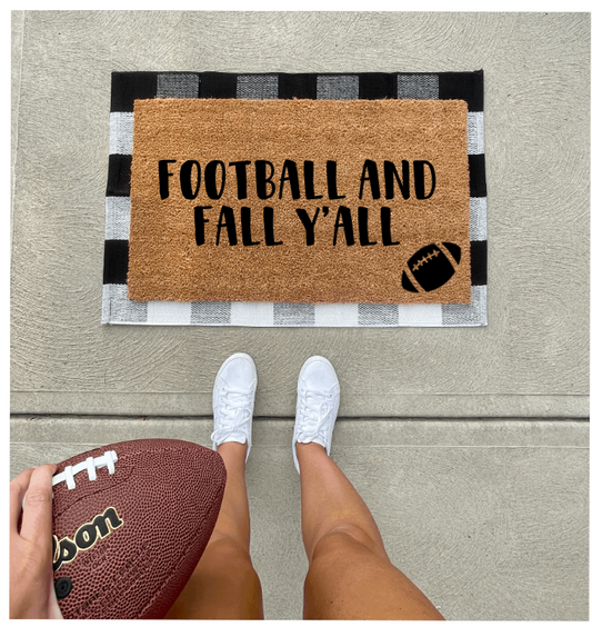 Football and Fall Y'all doormat, funny doormat, cute doormat, football season, Cleveland browns