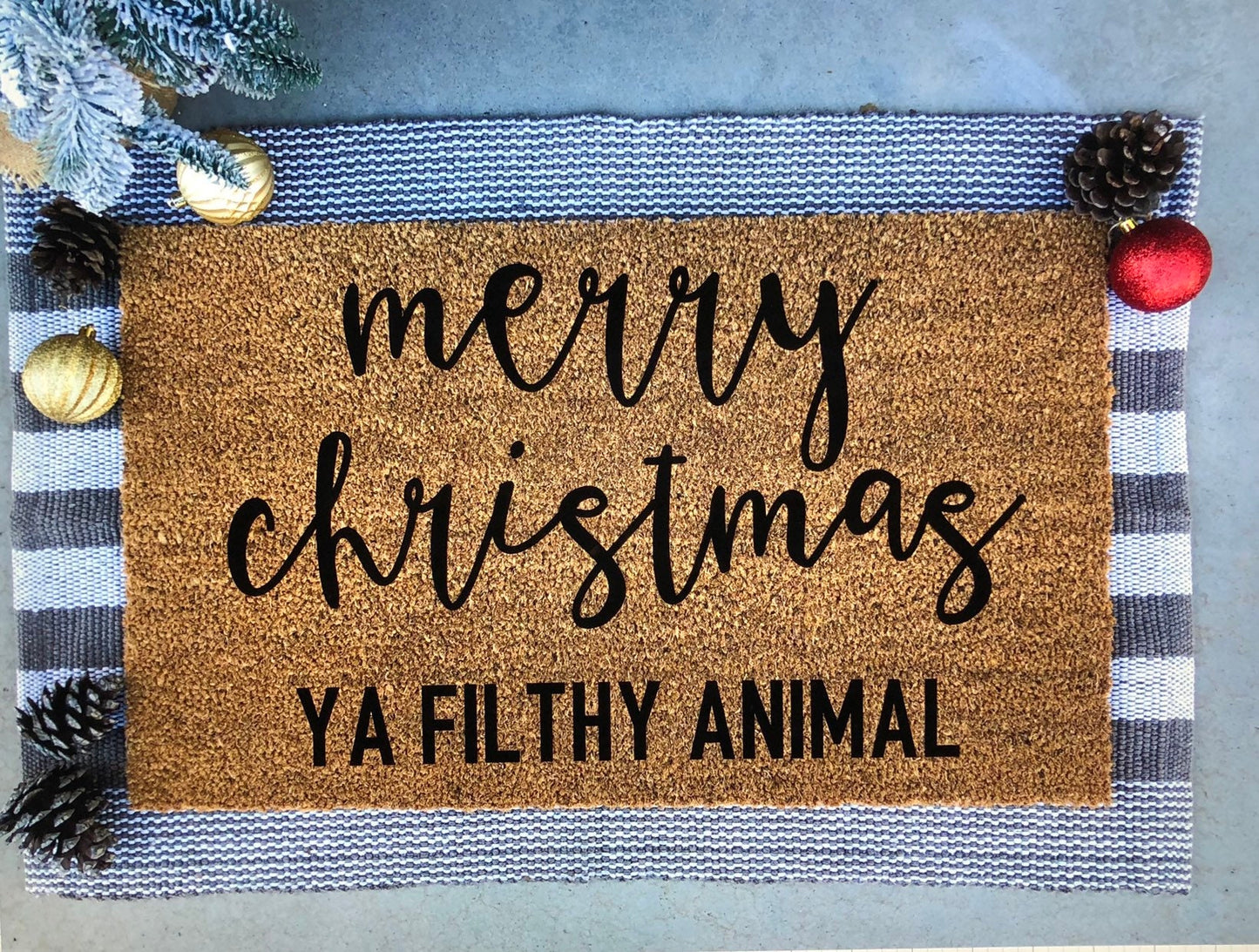 merry christmas ya filthy animal doormat, home alone doormat, Christmas doormat