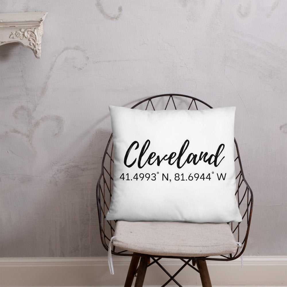 Cleveland Coordinates Pillow, hometown pillow, Cleveland ohio