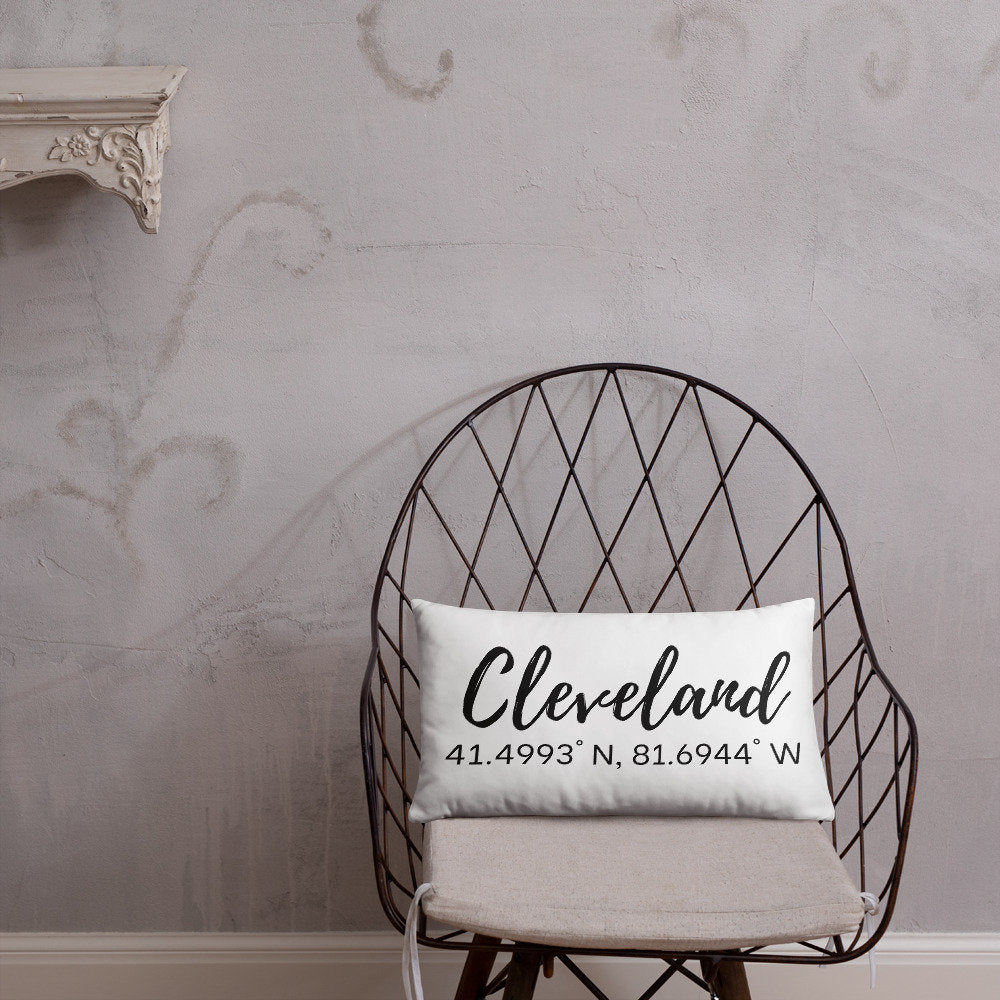Cleveland Coordinates Pillow, hometown pillow, Cleveland ohio