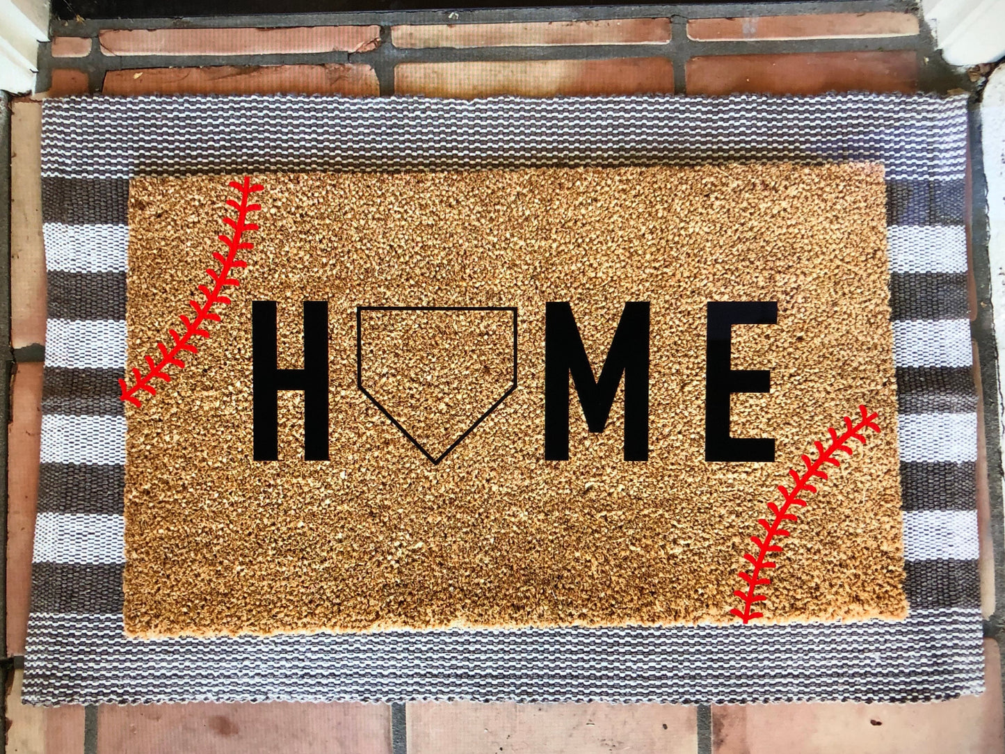 Home plate doormat, baseball doormats