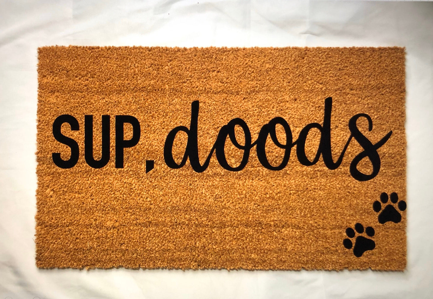Sup doods, funny doormat, pet doormat, customizable pet doormat