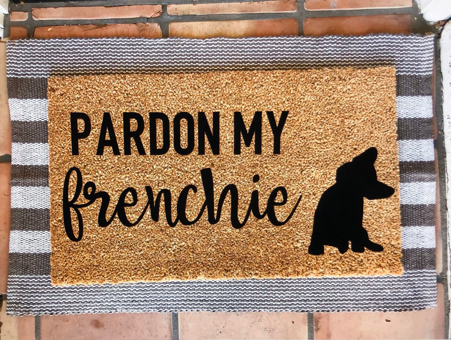 Pardon my frenchie doormat, French bulldog, pet doormat, cute doormat, funny doormat