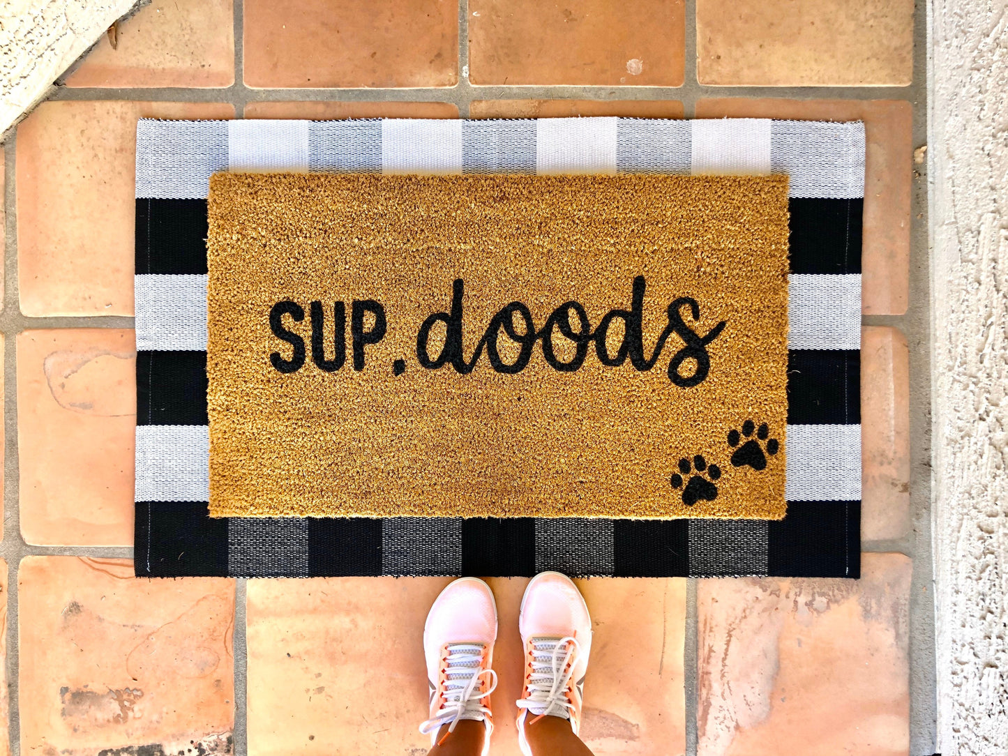 Sup doods, funny doormat, pet doormat, customizable pet doormat