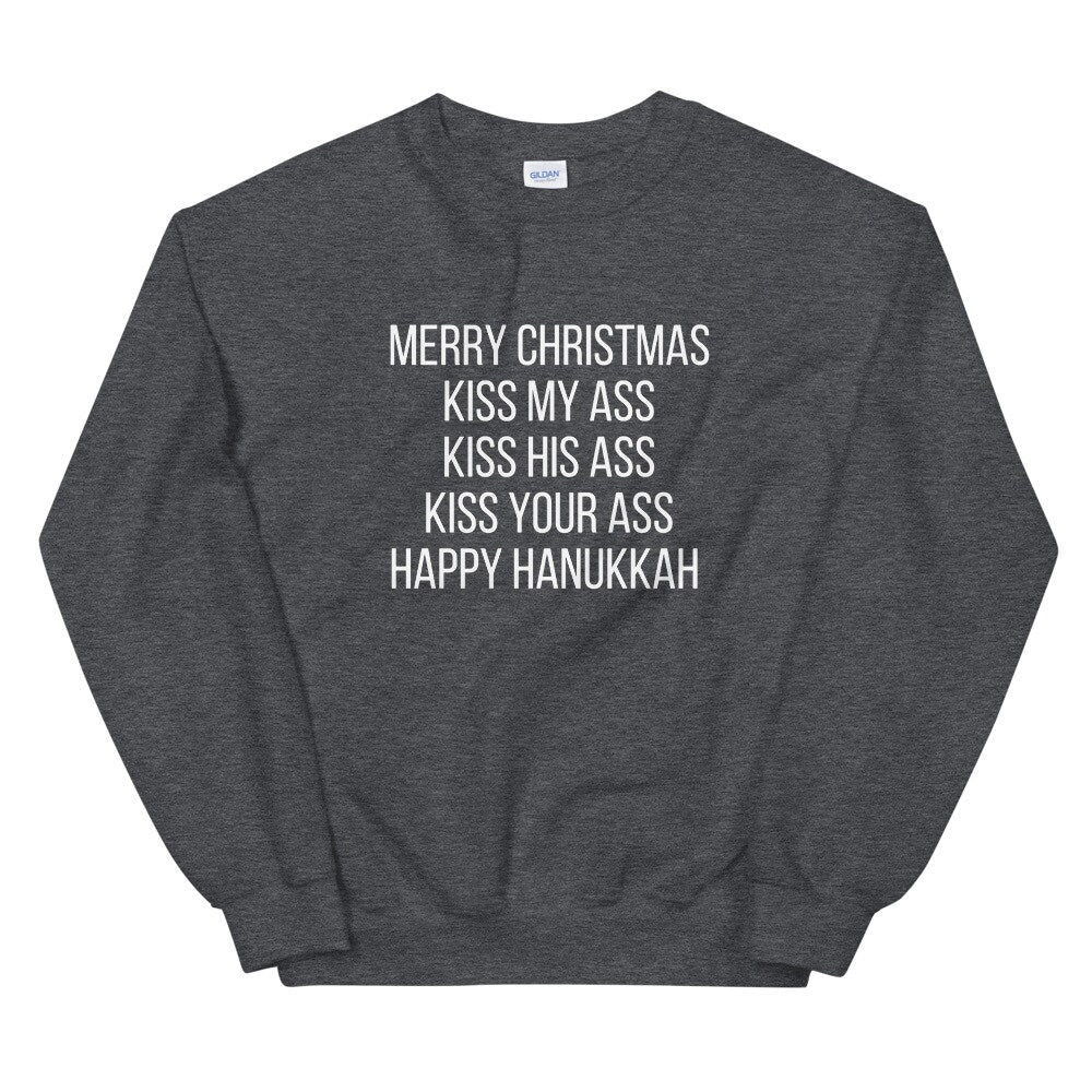 Merry Christmas happy Hanukkah Unisex Sweatshirt, christmas shirt, punny shirt, holiday shirt
