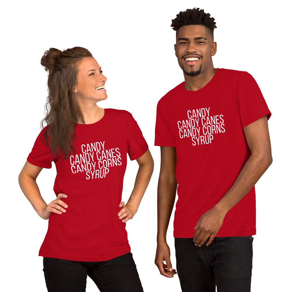 Candy candy canes, candy corns, syrup Short-Sleeve Unisex T-Shirt, christmas shirt, punny shirt, holiday shirt