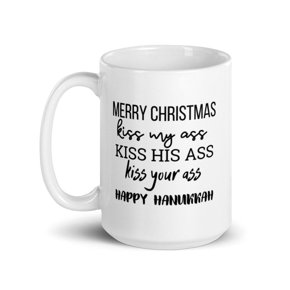 Merry christmas happy Hanukkah mug, funny mug, christmas mug, holiday mug, winter mug, christmas vacation
