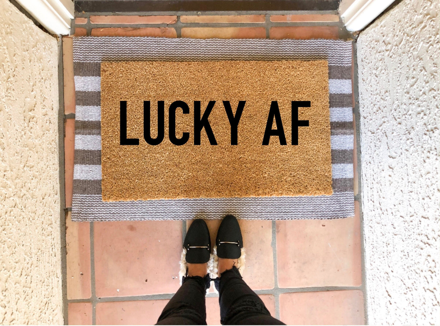 Lucky AF doormat, cute doormat, st patricks day doormat, spring doormat
