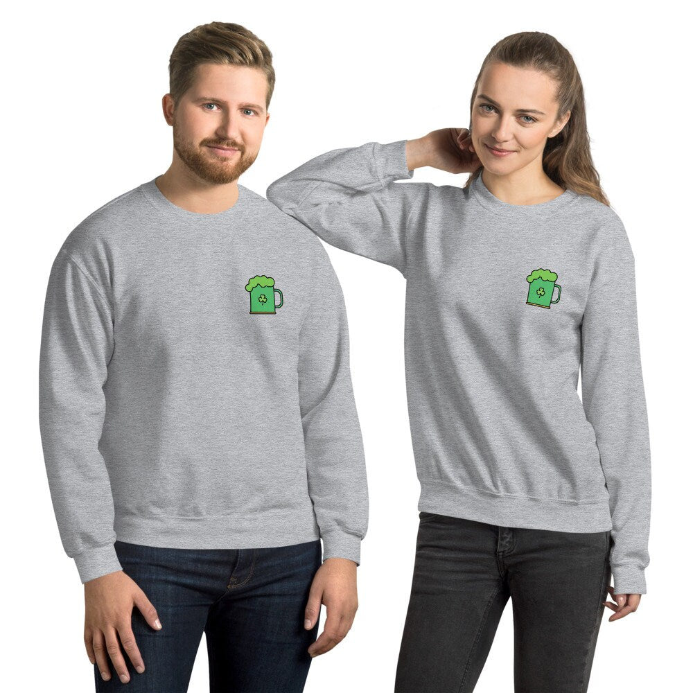 Green Beer Mug Unisex Sweatshirt, st Patricks day, lucky af, cute sweatshirt