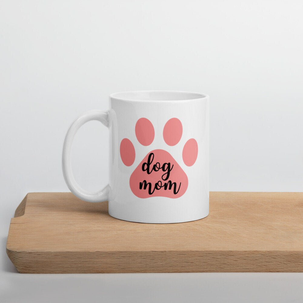 Dog mom pink paw mug, dog mom, dog mug, mothers day, gift for her, cute mug