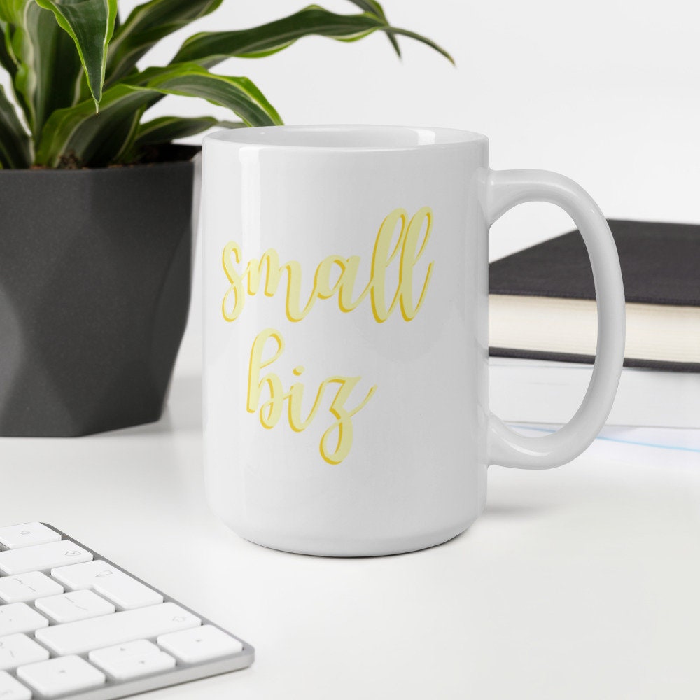 Yellow Small Biz mug, small business, women owned