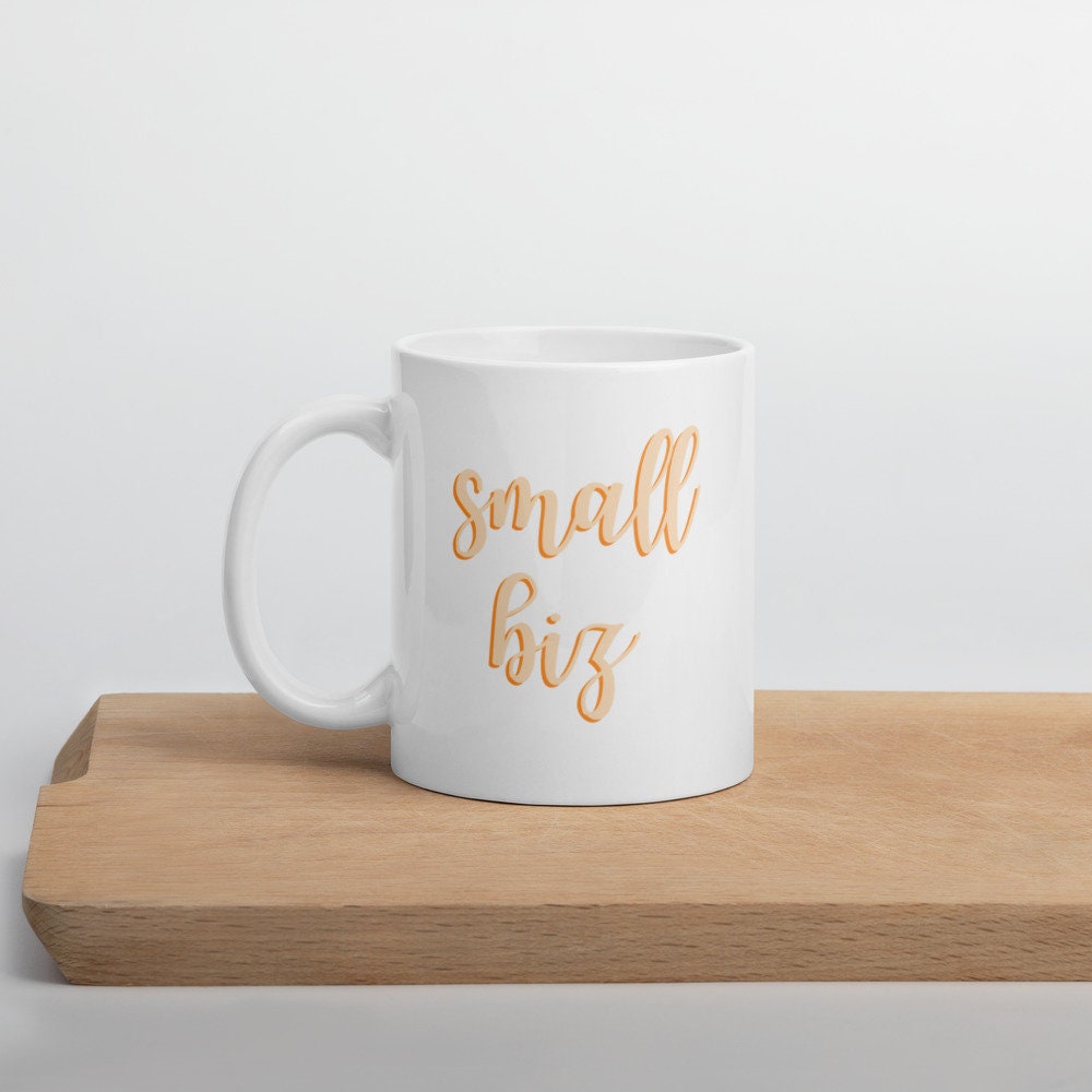 Orange Small Biz mug, small business, women owned