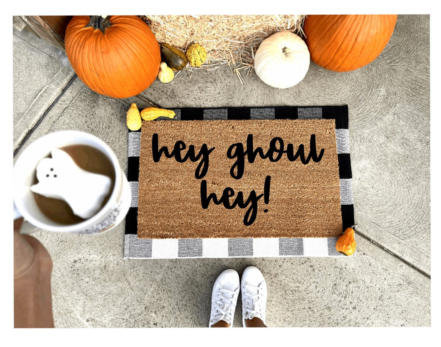 Hey ghoul hey doormat, funny doormat, witch doormat, Halloween doormat, fall doormat