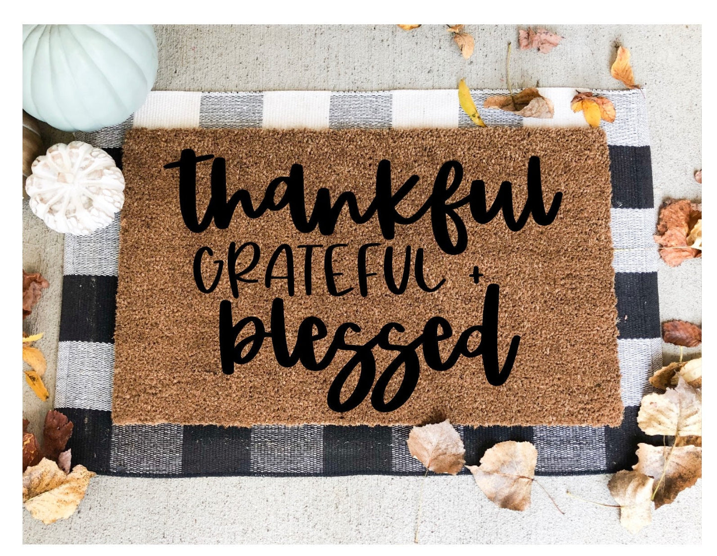 Thankful, grateful, blessed doormat, fall doormat, thanksgiving doormat