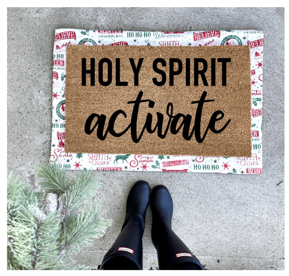 Holy Spirit activate doormat, funny doormat, tiktok doormat