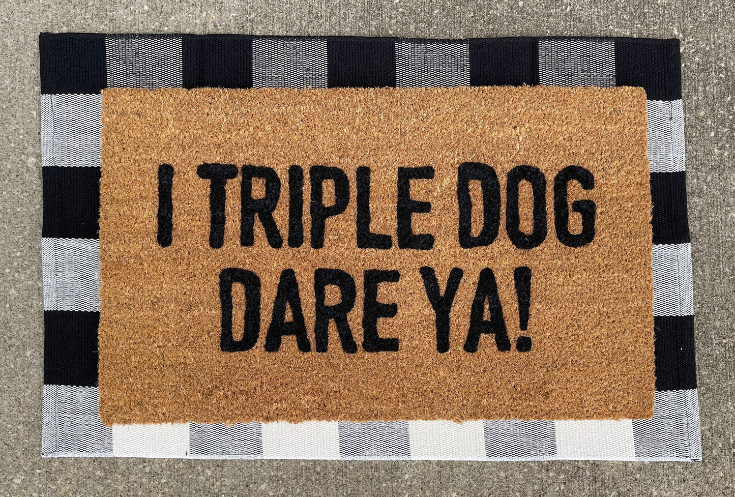 I triple dog dare ya doormat, Christmas doormat, funny doormat, Christmas story doormat, Christmas movie