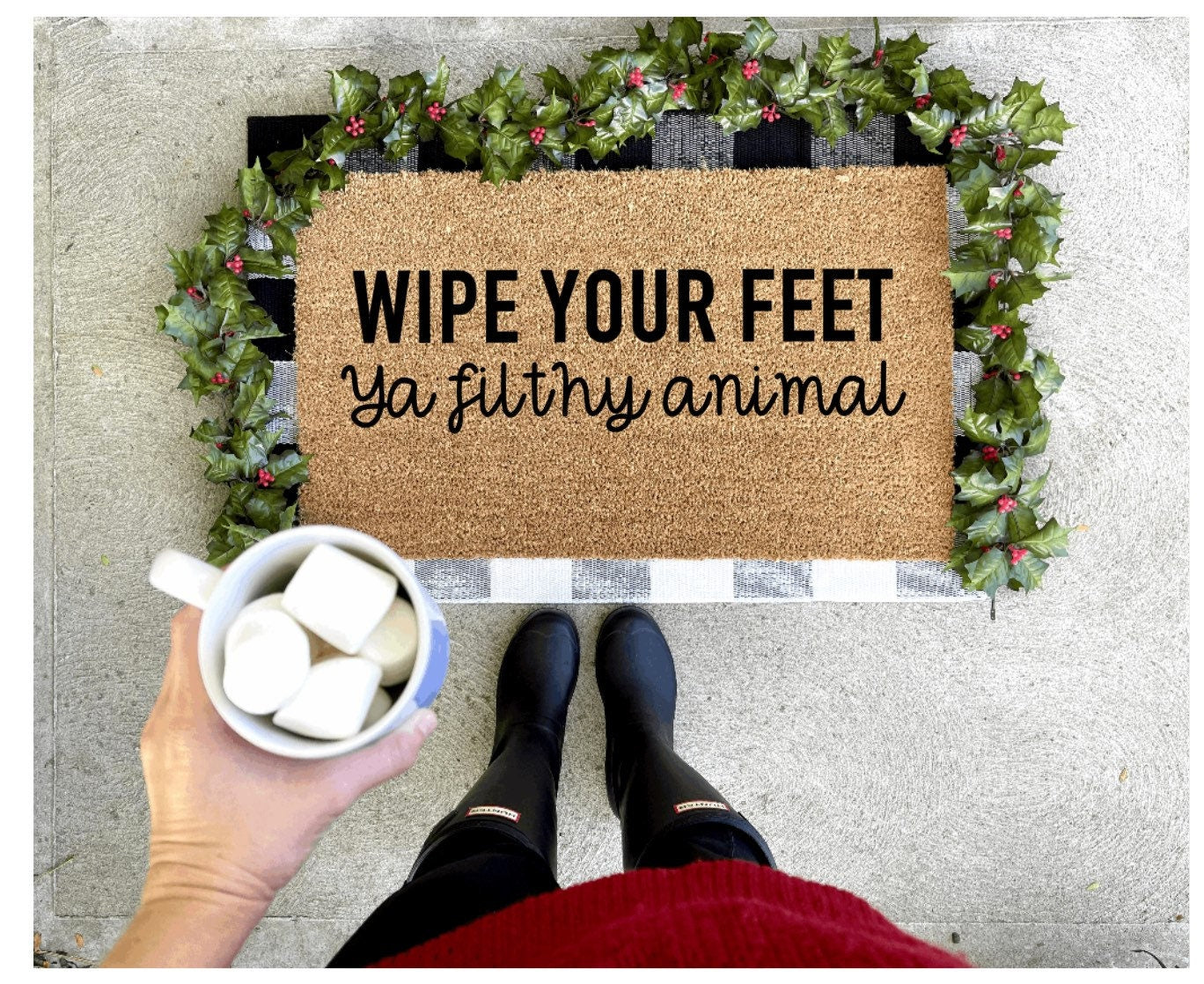 Wipe your feet ya filthy animal doormat, home alone doormat, Christmas doormat