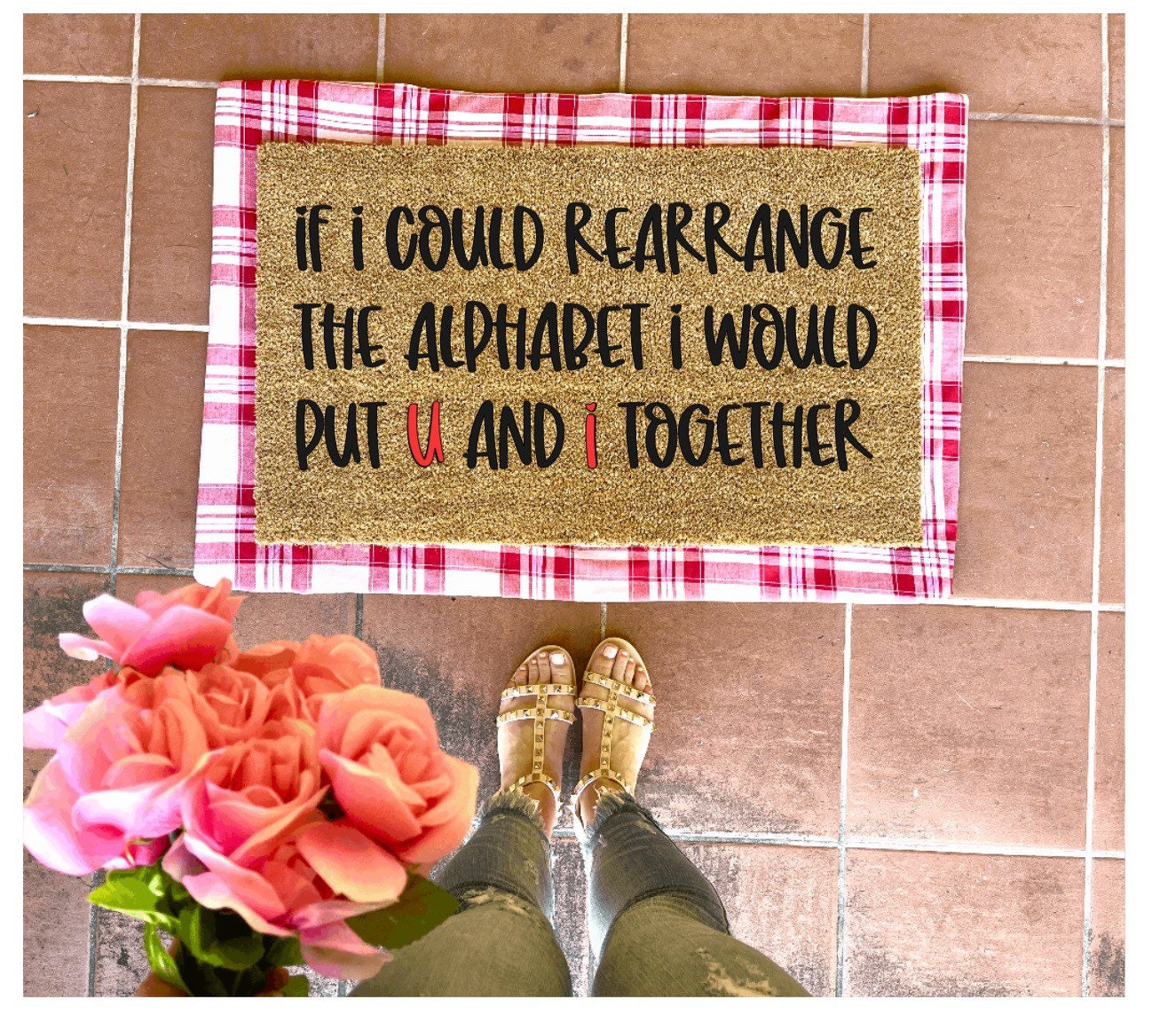 Rearrange the alphabet Pick up Line Doormat, valentines day, cute doormat, valentines day mat, valentine, heart, love doormat