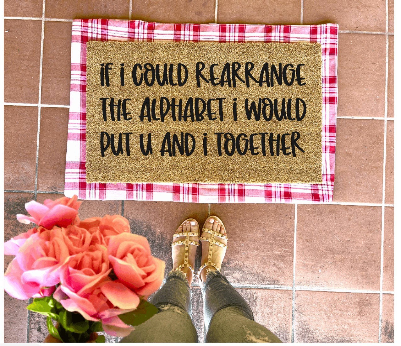 Rearrange the alphabet Pick up Line Doormat, valentines day, cute doormat, valentines day mat, valentine, heart, love doormat