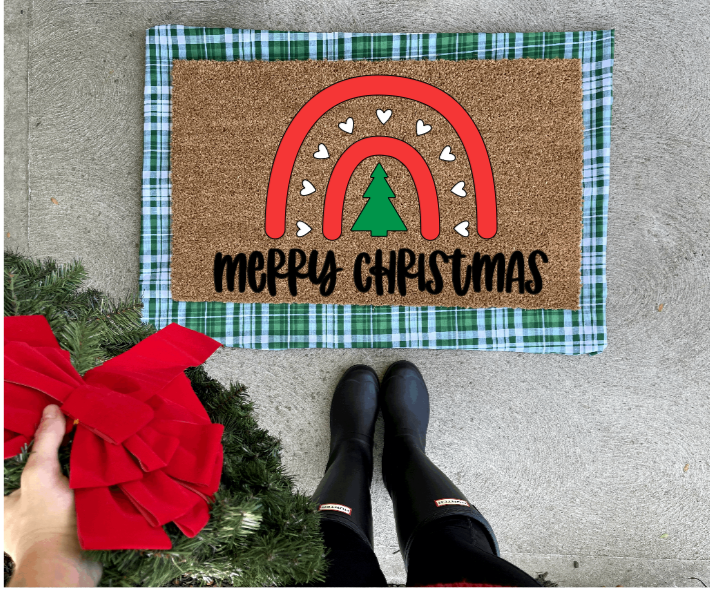 Merry Christmas Rainbow doormat