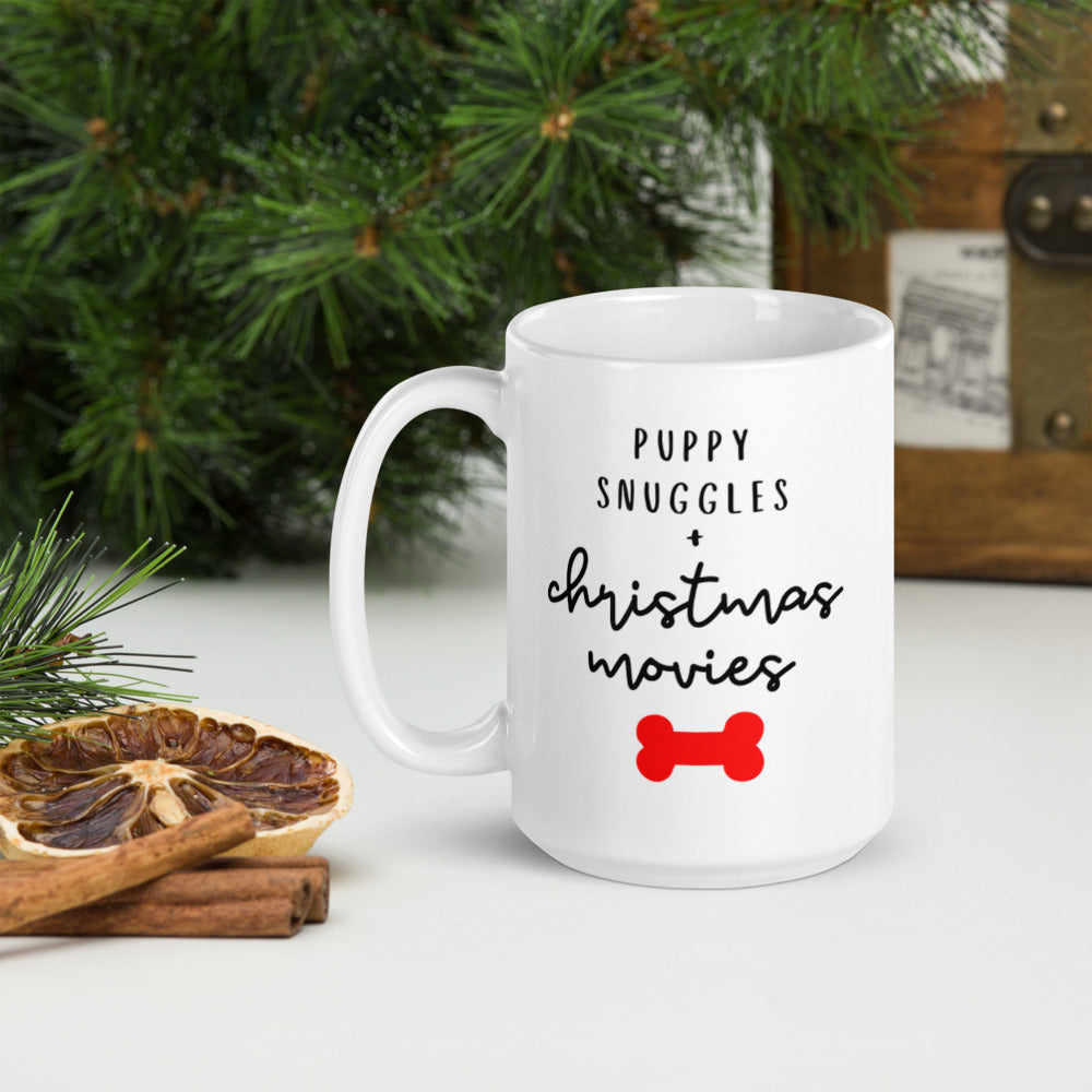 Puppy snuggles and christmas movies mug cute mug, festive mug, christmas mug, punny mug, holiday mug
