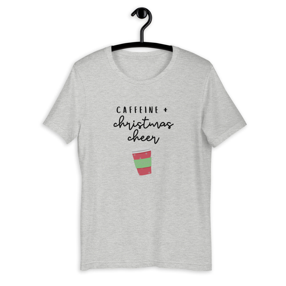 Caffeine and christmas cheer Short-Sleeve Unisex T-Shirt, christmas shirt, punny shirt, holiday shirt