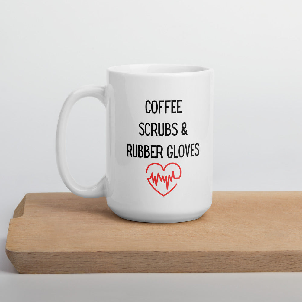 Coffee scrubs and rubber gloves mug, healthcare mug, nurse mug, essential mug, doctor mug, front line mug