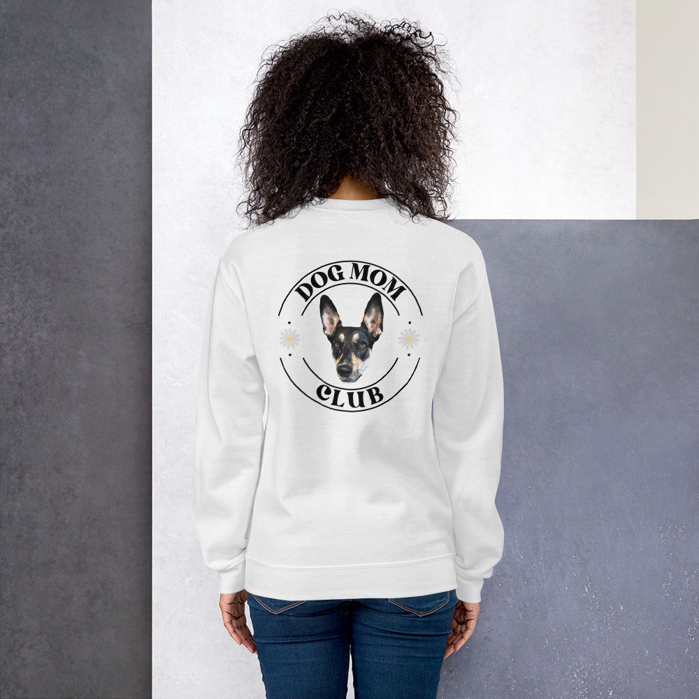 Personalized Pet Photo and Name Dog Mom Back Design Sweatshirt, Custom Sweatshirt, Dog lover shirt, Spring Pullover, Dog Lover Gift