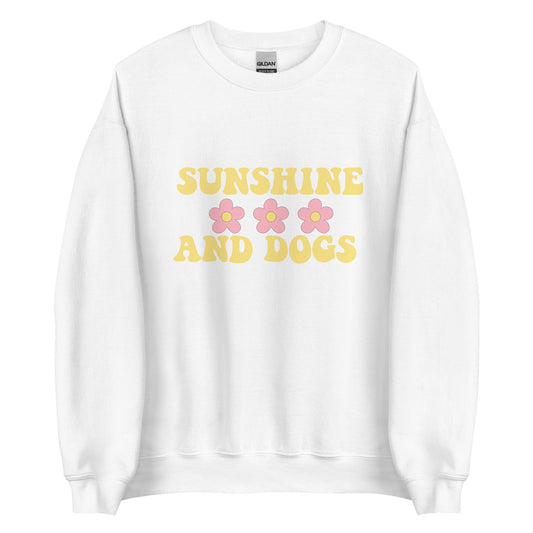 Sunshine and dogs Unisex Sweatshirt, cute sweatshirt, beach sweatshirt, dog lover, gift for her