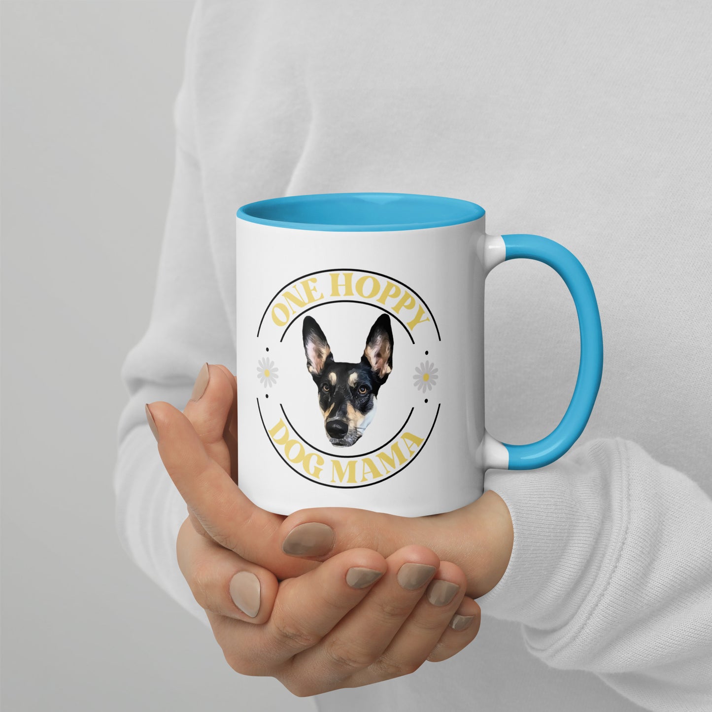 Personalized Pet Photo One Hoppy Dog Mom Colored Mug, Custom Mug, Dog Lover Mug, Spring Mug, Dog Lover Gift
