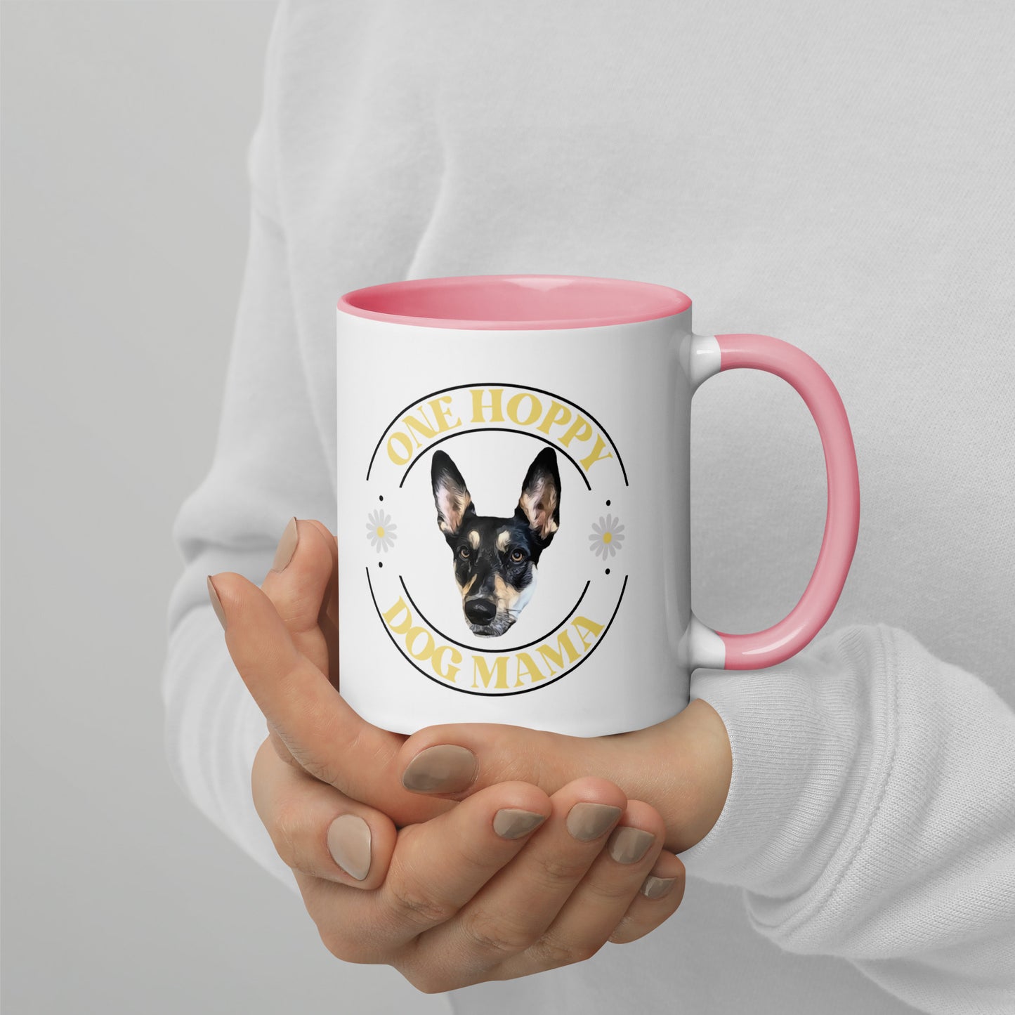 Personalized Pet Photo One Hoppy Dog Mom Colored Mug, Custom Mug, Dog Lover Mug, Spring Mug, Dog Lover Gift