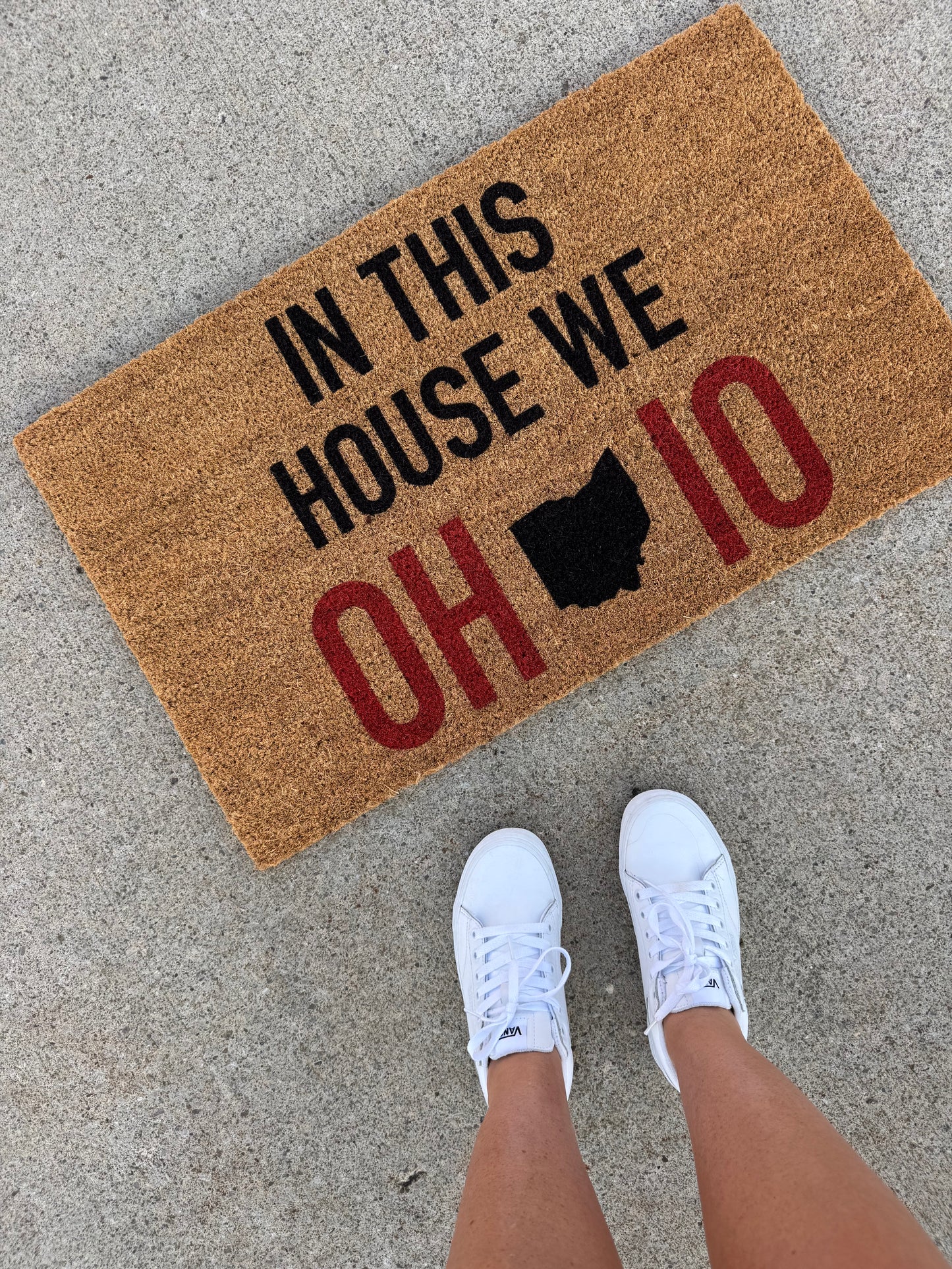 In this house we O H I O doormat, Ohio football fan