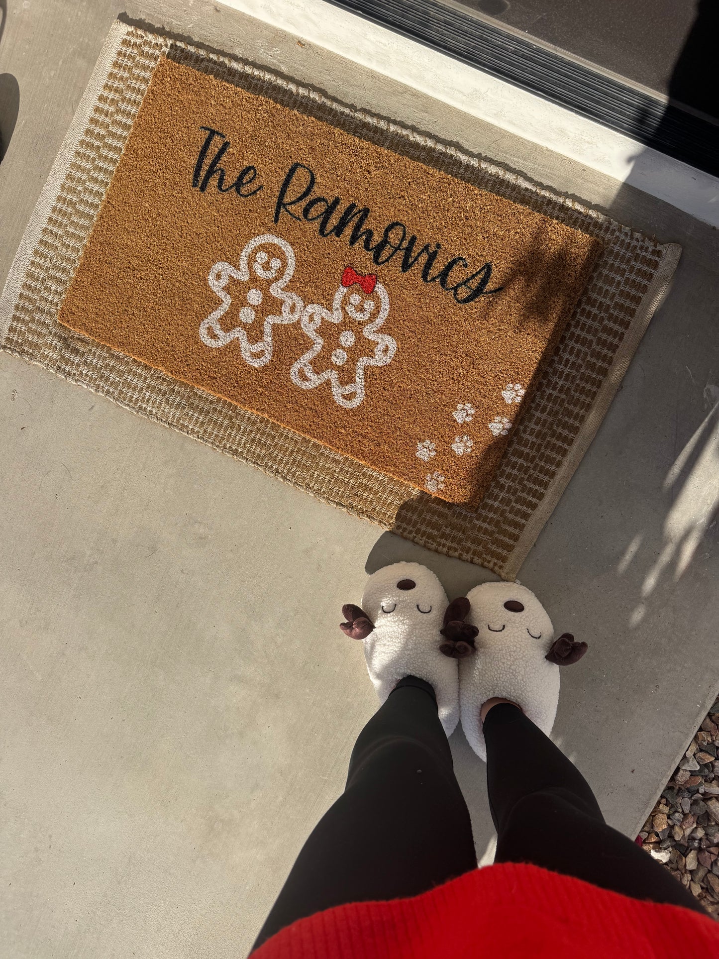 Personalized Gingerbread Family Christmas Doormat