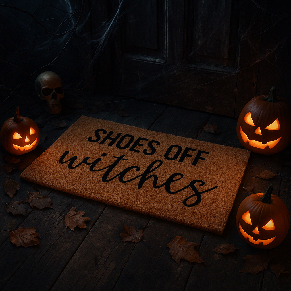 Shoes Off Witches Doormat – Funny Halloween Welcome Mat for Spooky Front Porch Decor