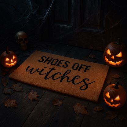 Shoes Off Witches Doormat – Funny Halloween Welcome Mat for Spooky Front Porch Decor