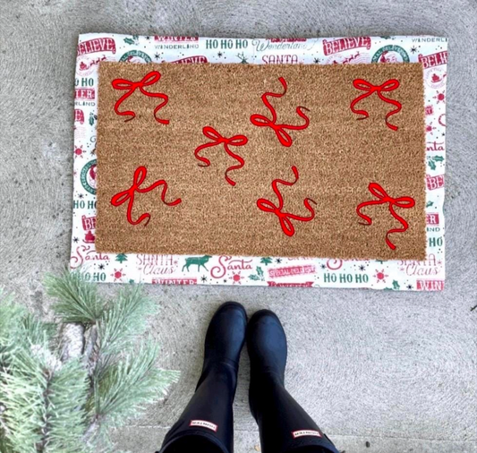 Christmas Red Bow doormat