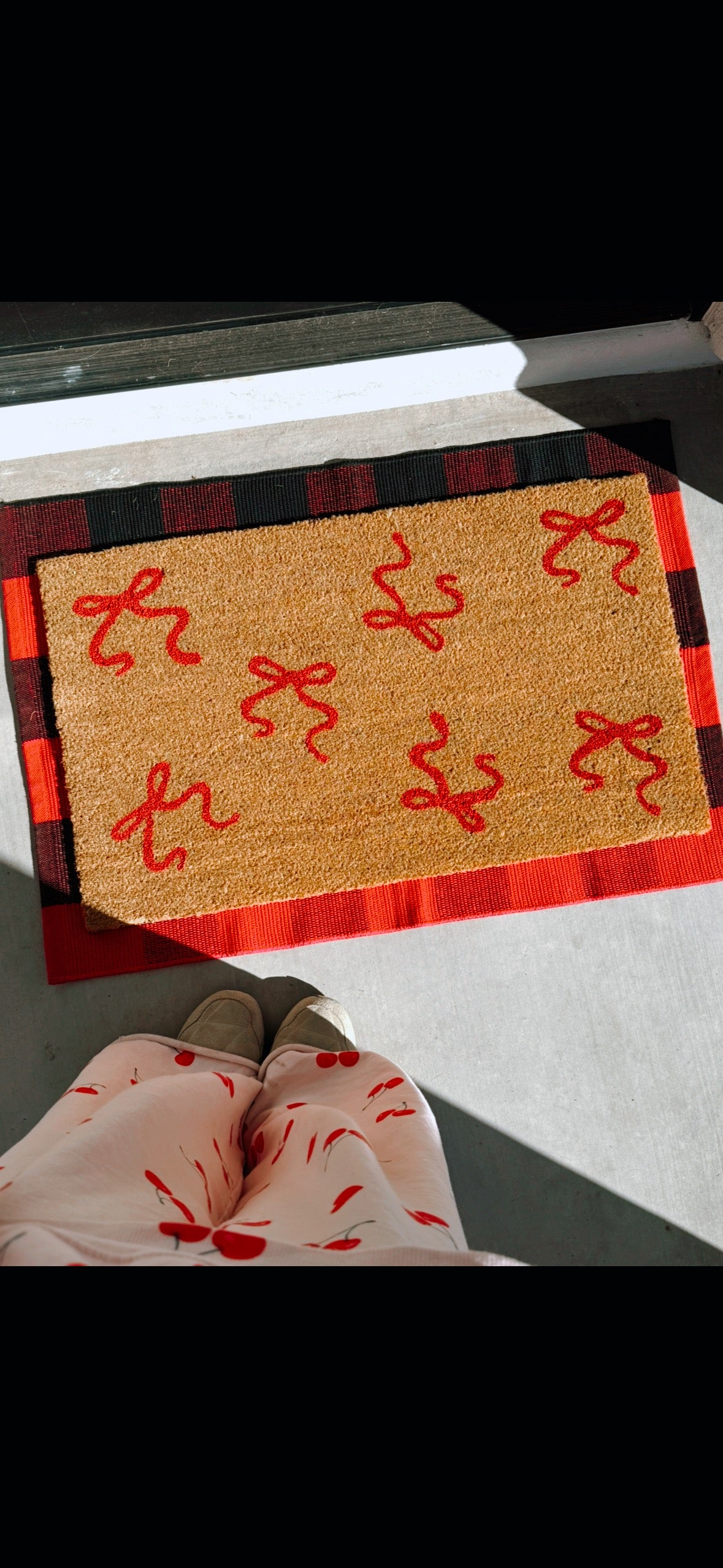 Christmas Red Bow doormat