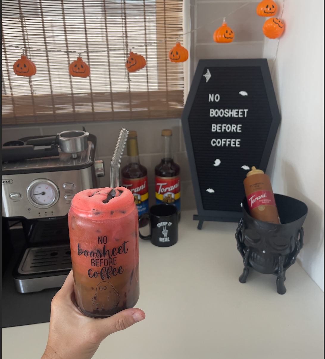 No Boo-sheet Before Coffee Beer Can Glass, Fall Coffee Cup, Halloween glass, spooky, cute fall cup, ghost retro, trendy cup, coffee