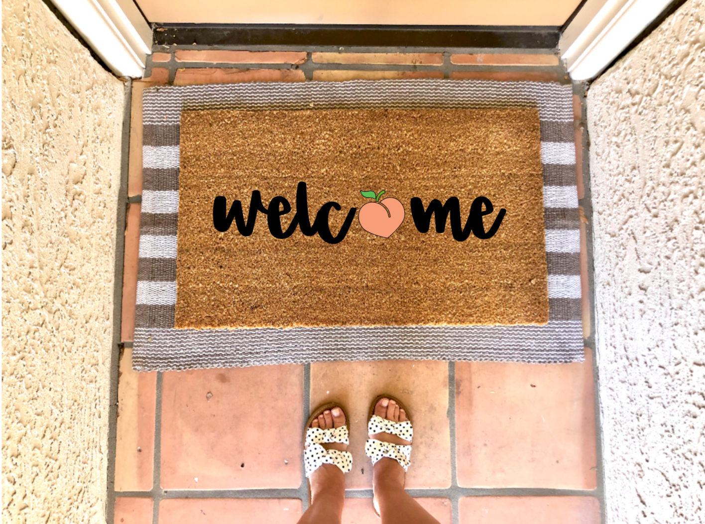 Welcome Peach Summer Doormat