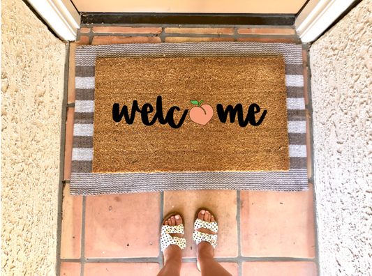 Welcome Peach Summer Doormat