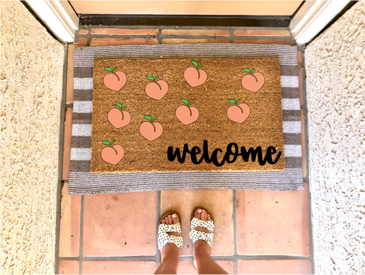 Pretty Peach Welcome Summer Doormat