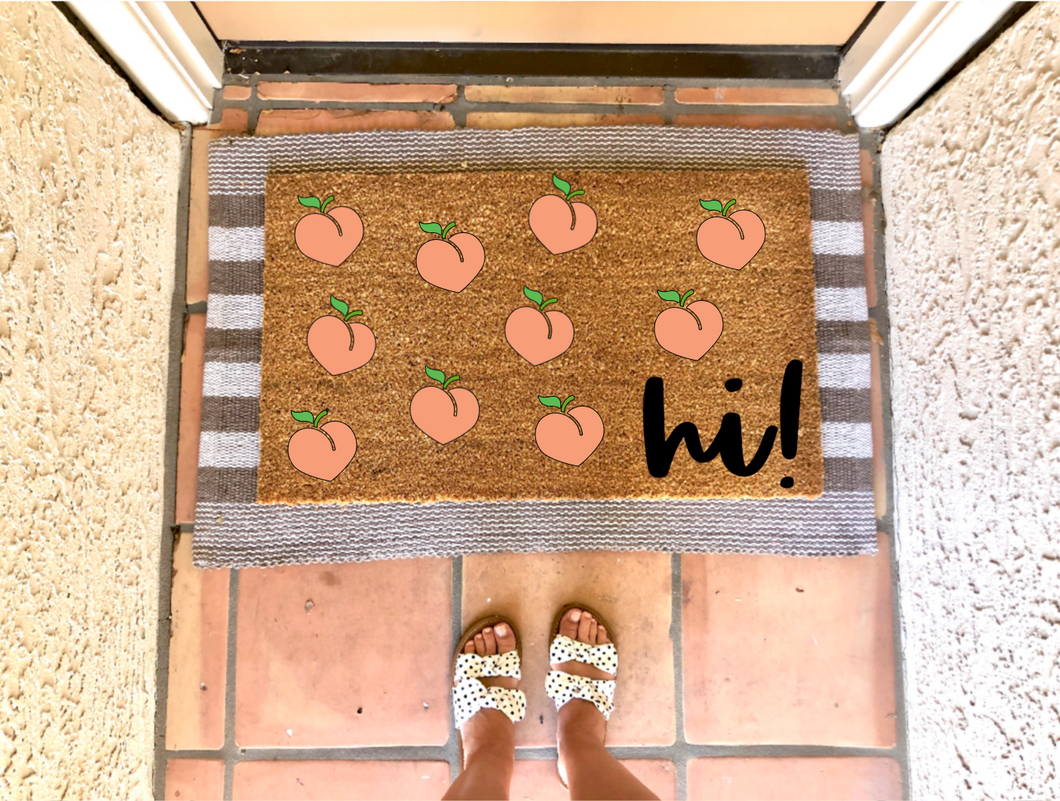 Hi! Pretty Peach Summer Doormat