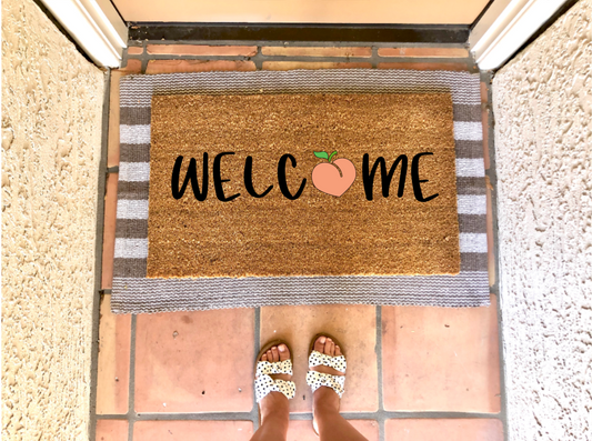 Welcome Peach Summer Doormat