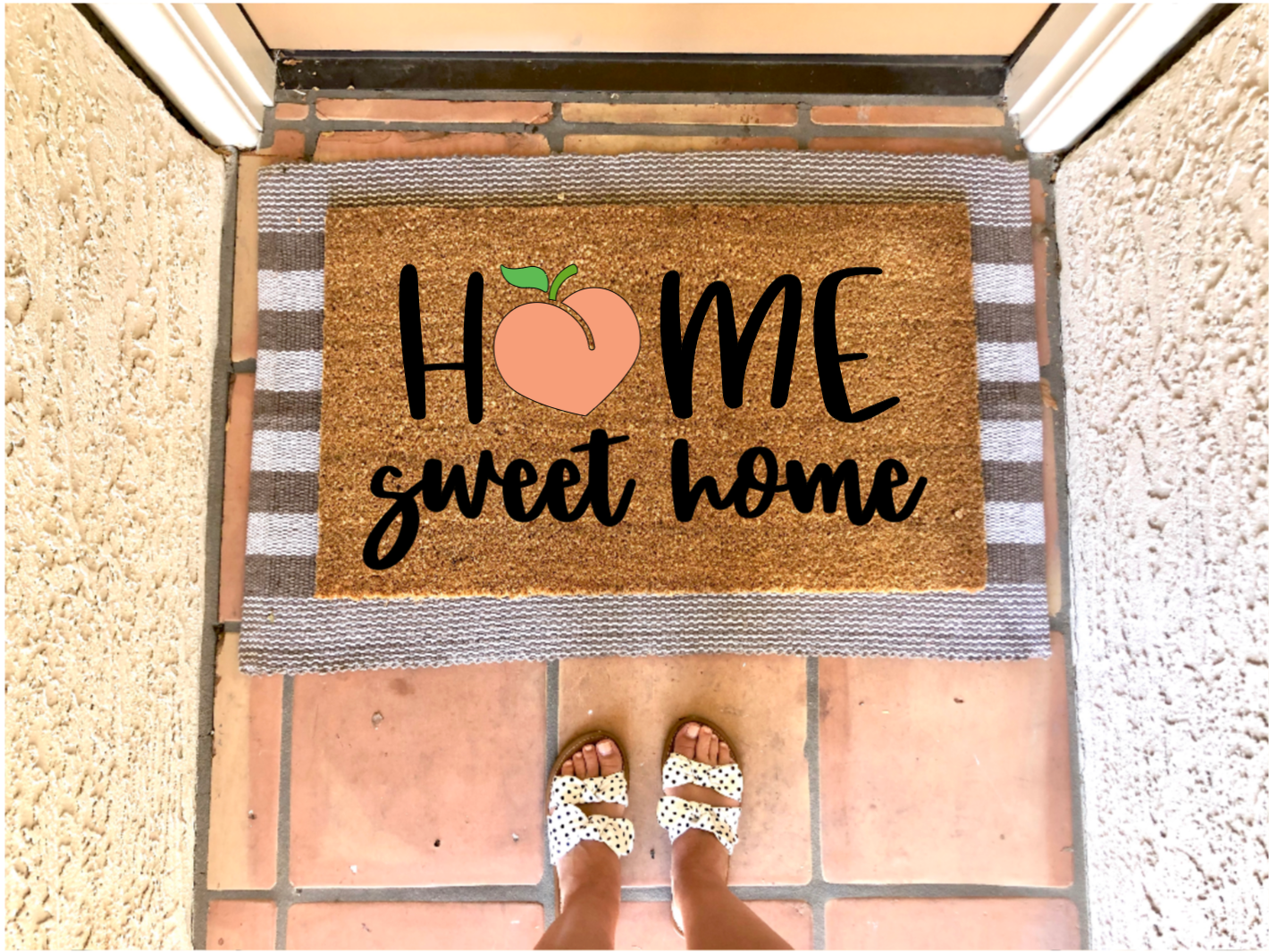 Home Sweet Home Peach Summer Doormat