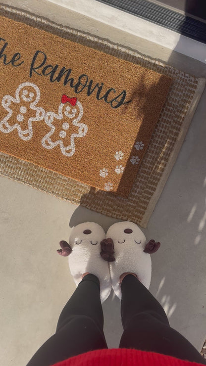Personalized Gingerbread Family Christmas Doormat